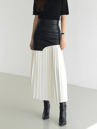 Pleated Contrast High Rise Skirt front
