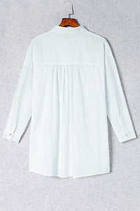 4Button-up white linen Shirt back view