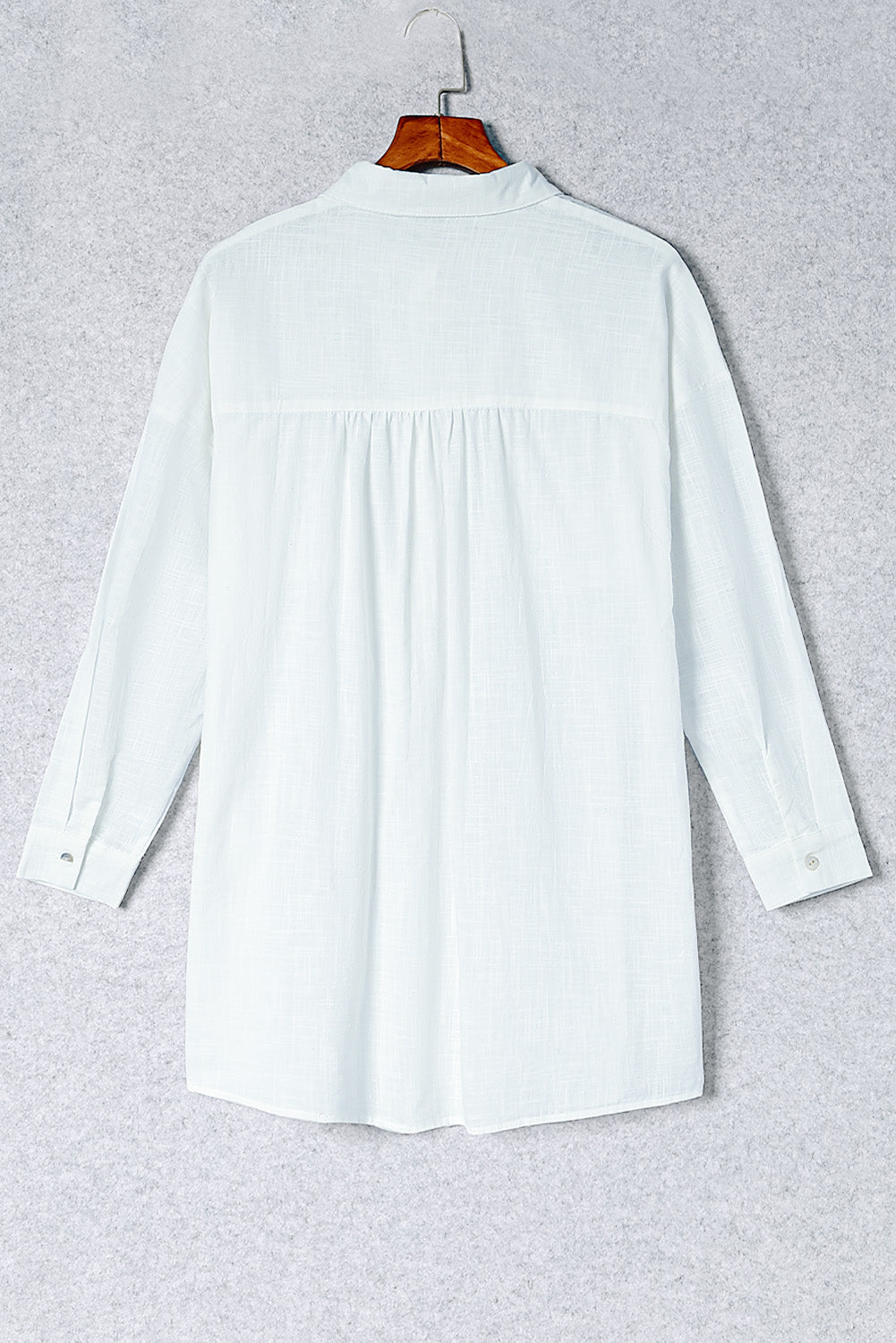 4Button-up white linen Shirt back view