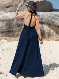 Wide Leg Jumpsuit with Tie back tie closure details