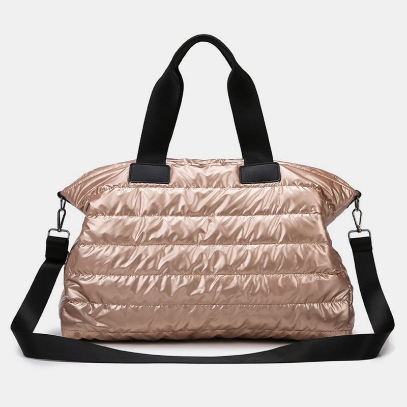 Quilted Oversize Travel Bag back view rose gold color