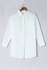 Button-up white linen Shirt front view