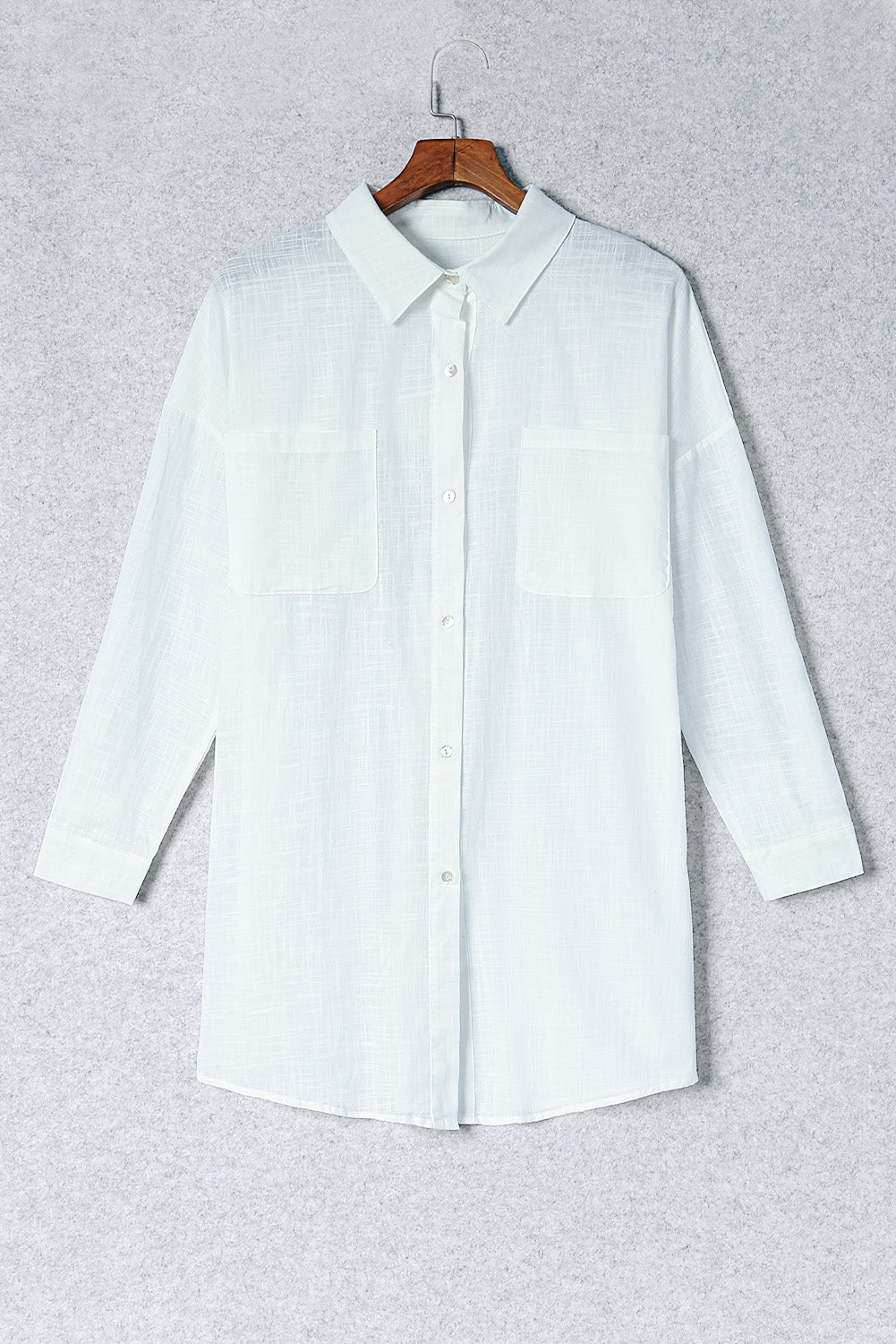 Button-up white linen Shirt front view