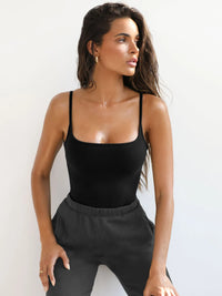 Square Neck 2 Piece Cami black front view