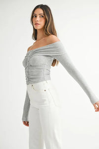 Off-Shoulder Long Sleeve Blouse side view