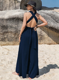 Wide Leg Jumpsuit with Tie back tie closure
