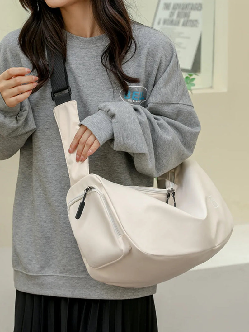 Oxford Cloth Large Crossbody Bag white