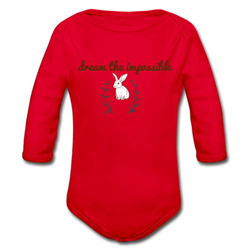 Organic Long Sleeve Baby Bodysuit - red