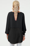 Long Sleeve High-Low T-Shirt black back view