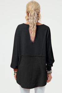 Long Sleeve High-Low T-Shirt black back view