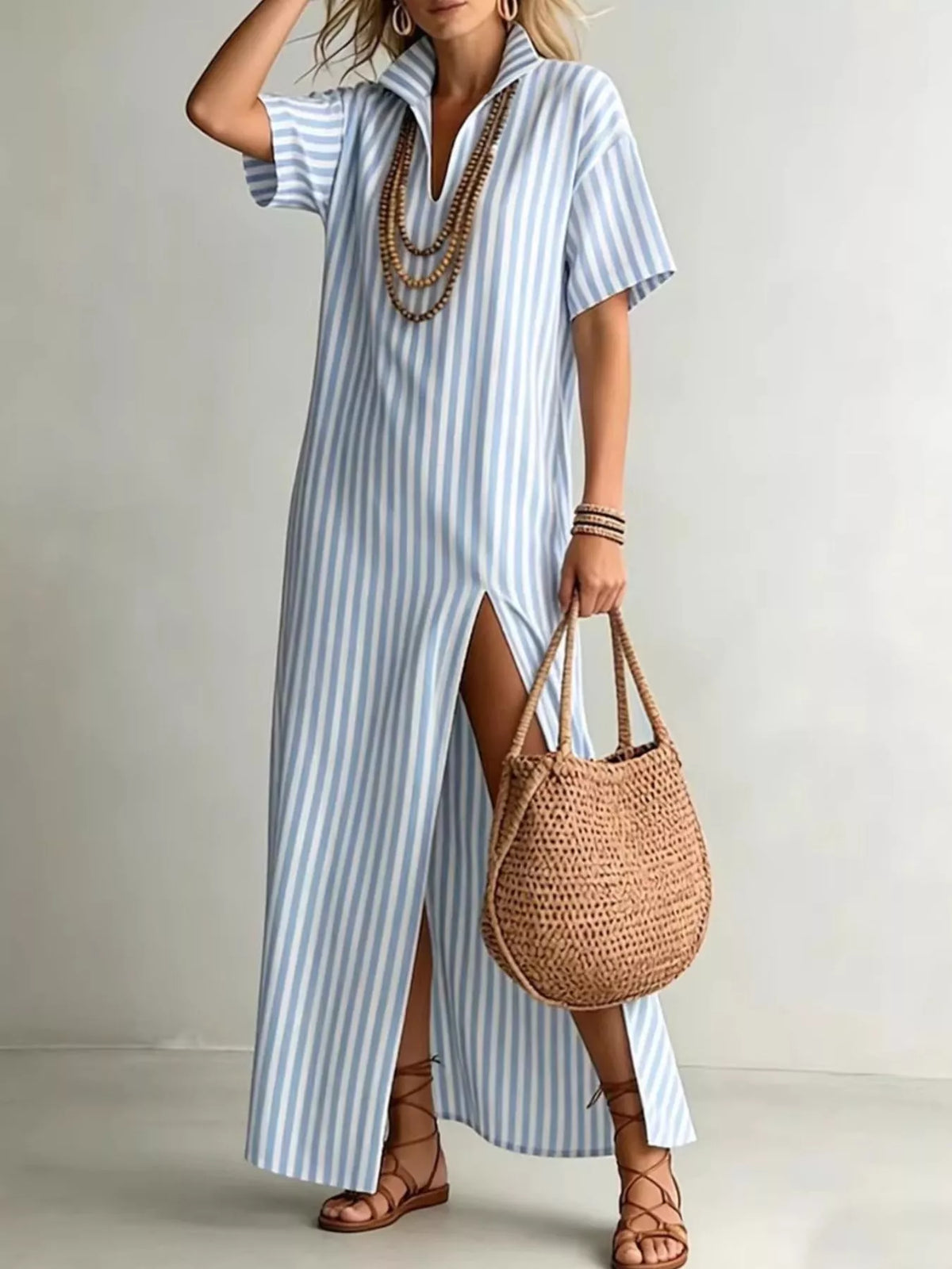 long shirt dress with high slits Striped Slit Maxi – LEGION OF NOIR mididresses