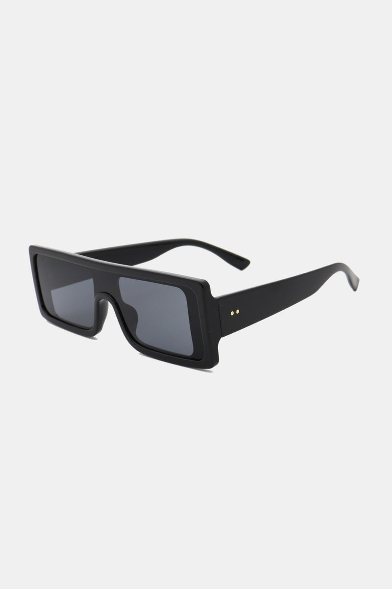 Polycarbonate Frame Rectangle Sunglasses black front side view
