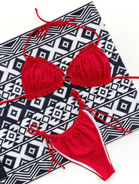 Halter Bikini Two-Piece Set red front view styled