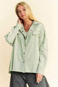 Multi Color Rock & Roll Fringed Hem Loose Fit Shacket front view
