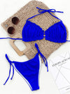 Halter Bikini Two-Piece Set blue front view styled