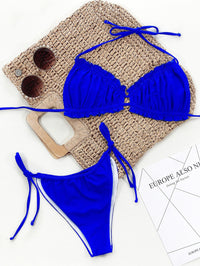 Halter Bikini Two-Piece Set blue front view styled