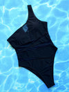 One-Shoulder One-Piece Swimsuit sheer front view styled