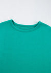 Long Sleeve Top and Drawstring Pants Lounge Set teal front view collar 
