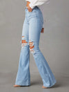 High Waist Boot-cut Distressed Jeans front view boot cut look