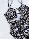 Leopard Cutout Tied One-Piece Swimsuit front view detail tie closure