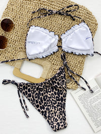 Halter Bikini Two-Piece Set leopard print inside view