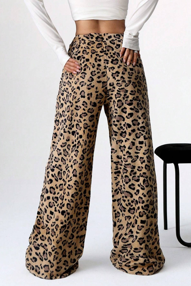 Leopard Wide Leg Pants back view