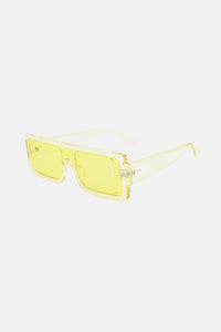 Polycarbonate Frame Rectangle Sunglasses yellow front side view