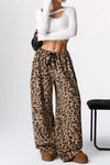 Leopard Wide Leg Pants front view baggy look