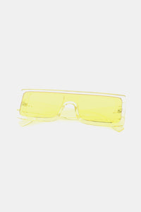 Polycarbonate Frame Rectangle Sunglasses yellow front view styled