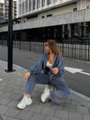 charcoal Hooded Jacket and Pants Lounge Set front view pants close view