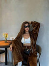 chestnut brown Hooded Jacket and Pants Lounge Set front view styled