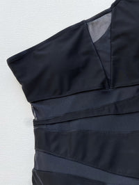 One-Shoulder One-Piece Swimsuit sheer front view material and design elements 
