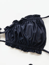 Halter Bikini Two-Piece Set black front view bra detail