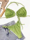 Halter Bikini Two-Piece Set green front view styled