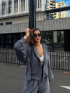 charcoal Hooded Jacket and Pants Lounge Set front jacket view