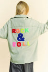 Multi Color Rock & Roll Fringed Hem Loose Fit Shacket back view close up