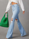High Waist Boot-cut Distressed Jeans side view