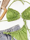 Halter Bikini Two-Piece Set green front view up close bra