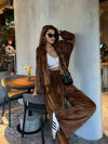 chestnut brown Hooded Jacket and Pants Lounge Set front view