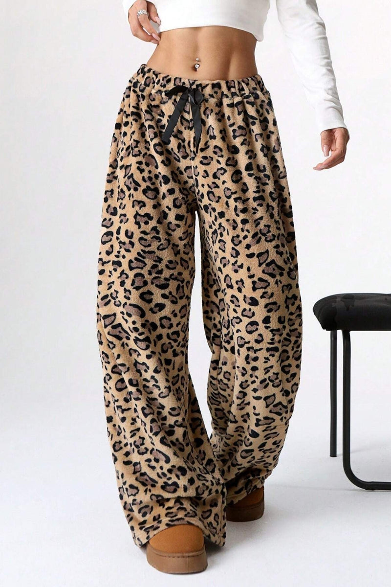 Leopard Wide Leg Pants front view