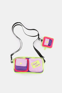 Removable Strap Crossbody Bag with EarPods Bag pink front view