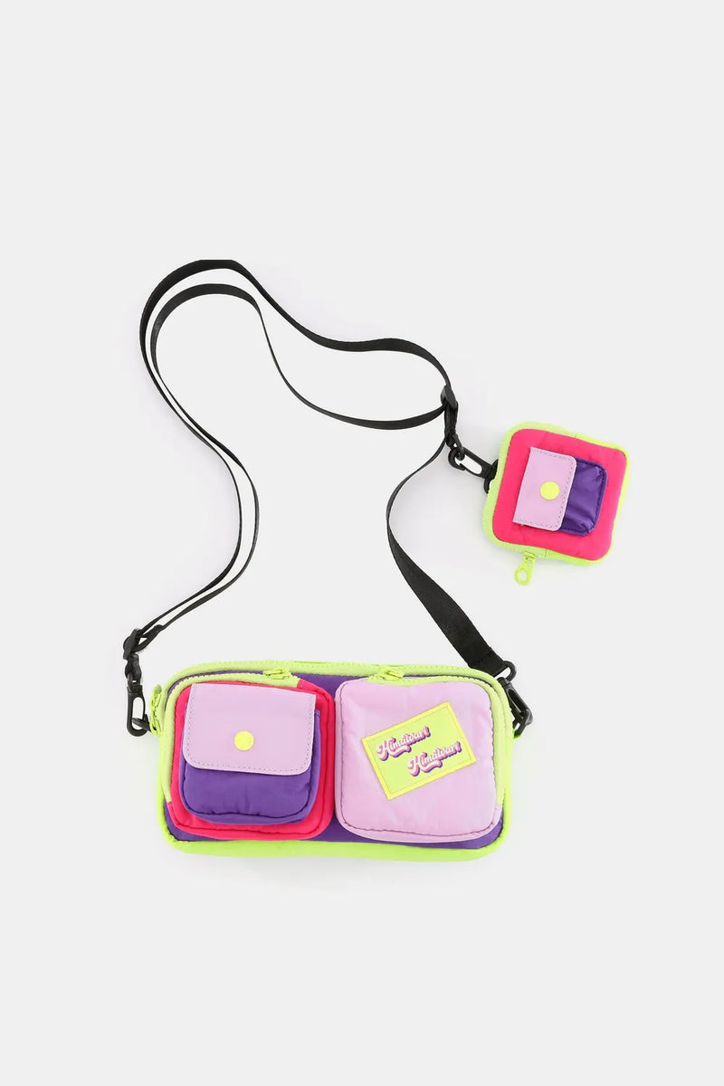 Removable Strap Crossbody Bag with EarPods Bag pink front view