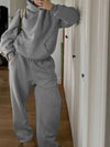 Hooded Sweatshirt and Sweatpants Set grey front view
