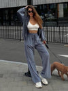 charcoal Hooded Jacket and Pants Lounge Set front view