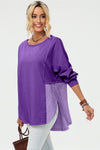 Long Sleeve High-Low T-Shirt purple front view