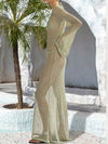 Openwork Backless Flare Sleeve Cover-Up Dress green side view