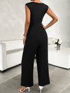 Ribbed Sleeveless Wide Leg Jumpsuit black back view styled