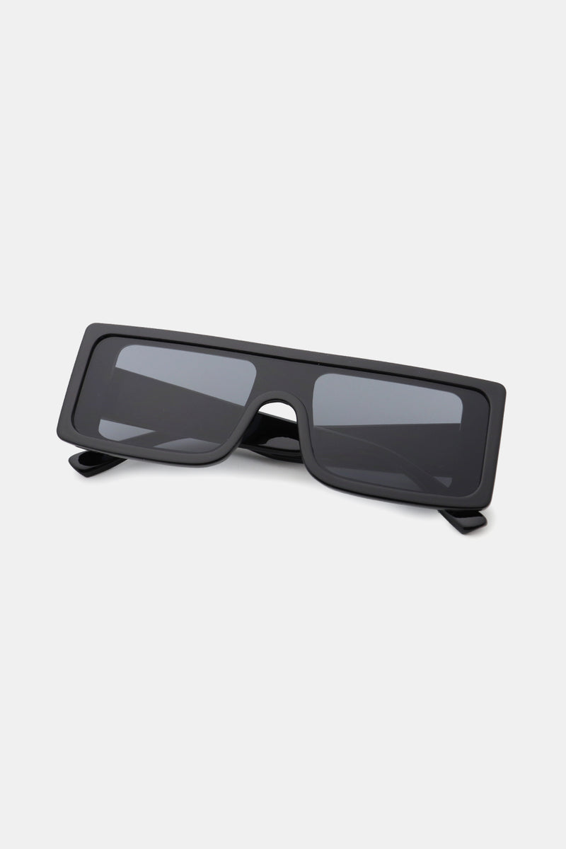 Polycarbonate Frame Rectangle Sunglasses black front lens 
view