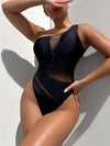 One-Shoulder One-Piece Swimsuit sheer front view