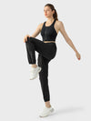 Front Zip Wide Strap Sport Bra black model view 